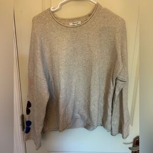 Madewell Light Gray Sweater with Colorful Sleeve Accents